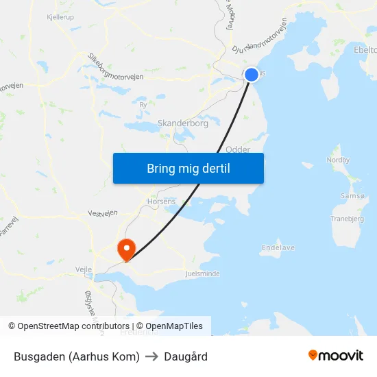 Busgaden (Aarhus Kom) to Daugård map