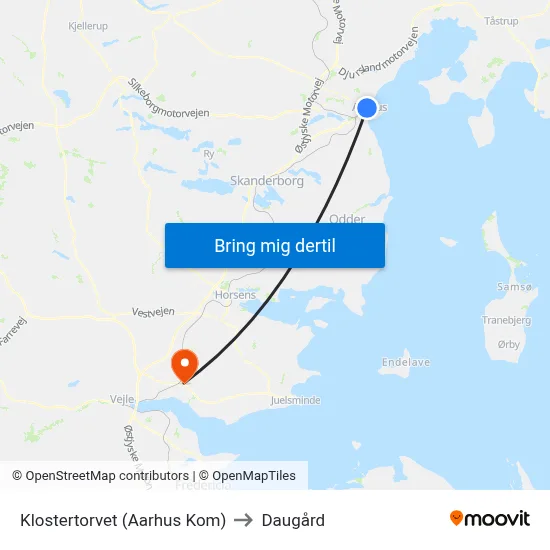 Klostertorvet (Aarhus Kom) to Daugård map