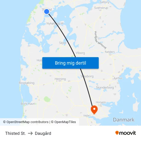 Thisted St. to Daugård map