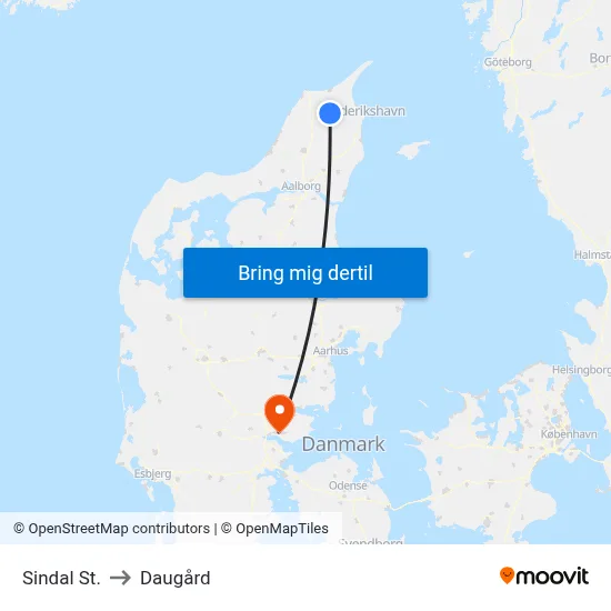 Sindal St. to Daugård map