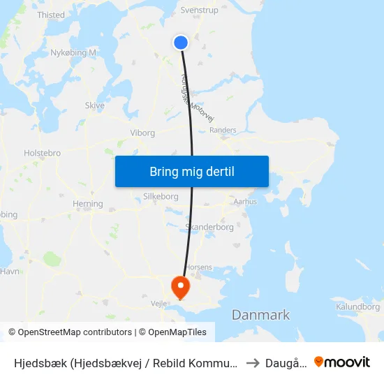 Hjedsbæk (Hjedsbækvej / Rebild Kommune) to Daugård map