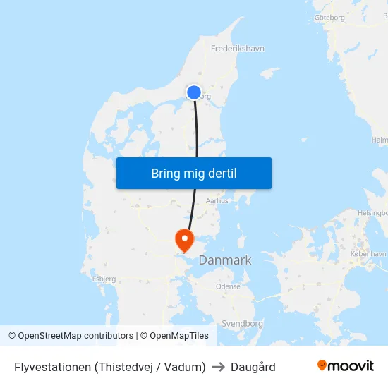 Flyvestationen (Thistedvej / Vadum) to Daugård map