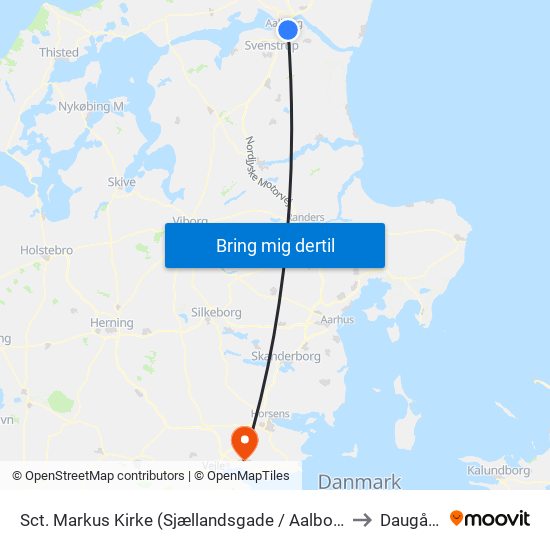 Sct. Markus Kirke (Sjællandsgade / Aalborg) to Daugård map