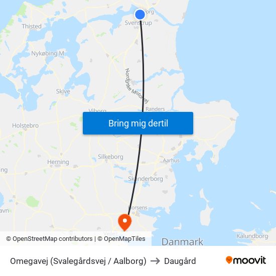 Omegavej (Svalegårdsvej / Aalborg) to Daugård map