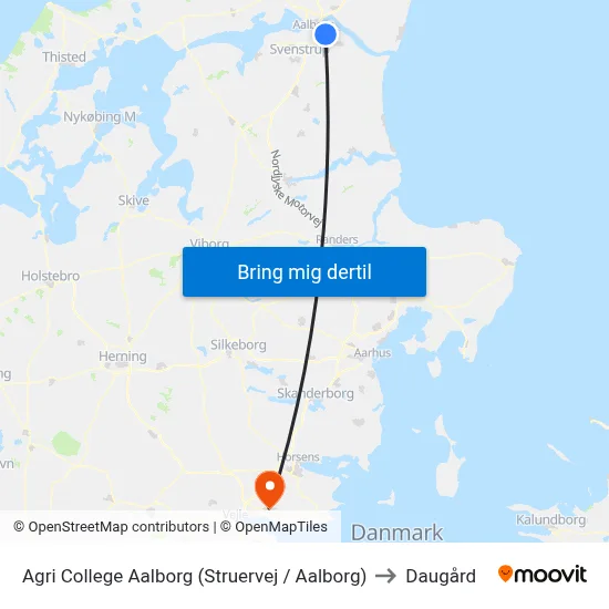 Agri College Aalborg (Struervej / Aalborg) to Daugård map
