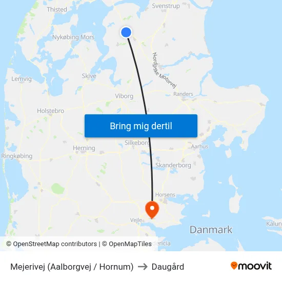 Mejerivej  (Aalborgvej / Hornum) to Daugård map