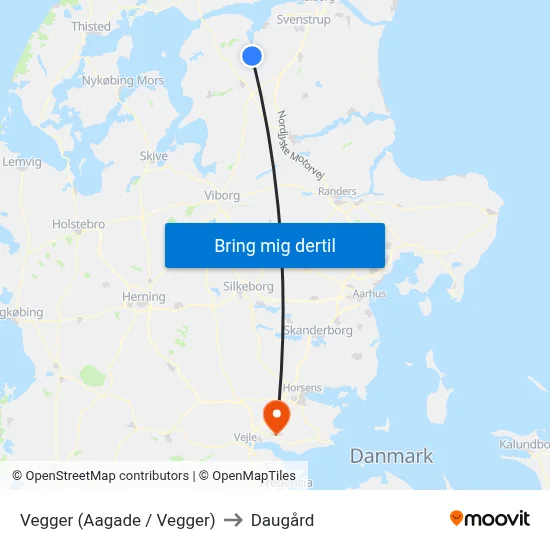 Vegger (Aagade / Vegger) to Daugård map