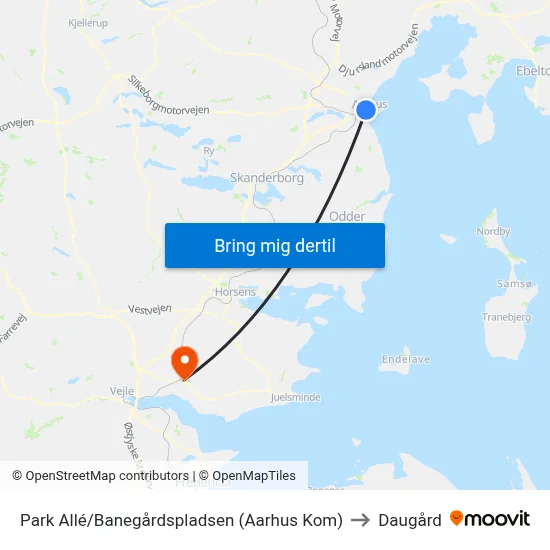 Park Allé/Banegårdspladsen (Aarhus Kom) to Daugård map