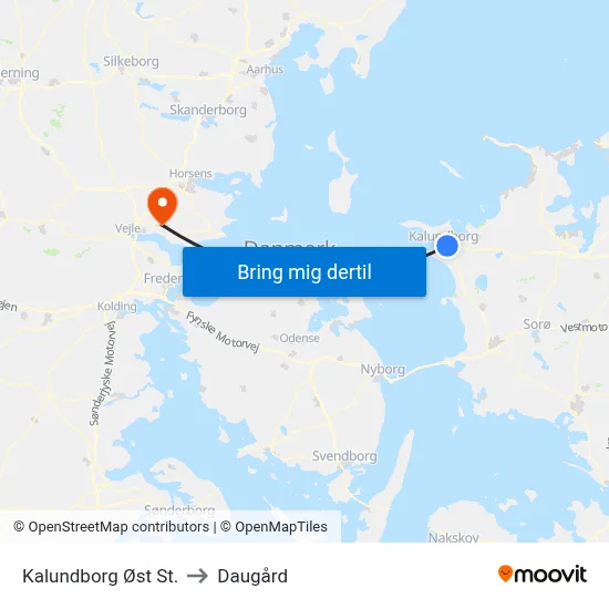 Kalundborg Øst St. to Daugård map