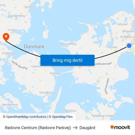 Rødovre Centrum (Rødovre Parkvej) to Daugård map