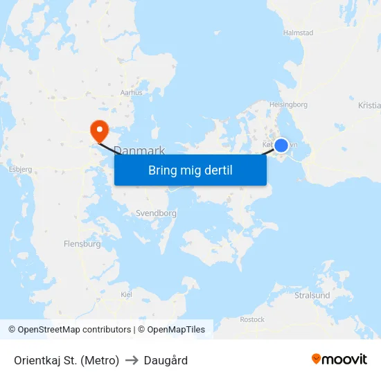 Orientkaj St. (Metro) to Daugård map