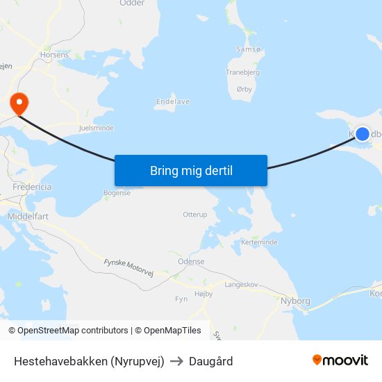Hestehavebakken (Nyrupvej) to Daugård map