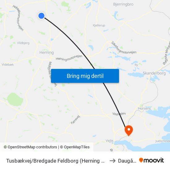 Tusbækvej/Bredgade Feldborg (Herning Kom) to Daugård map