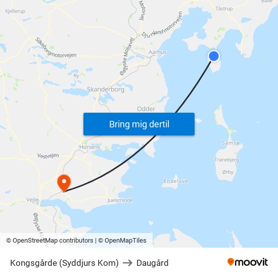 Kongsgårde (Syddjurs Kom) to Daugård map