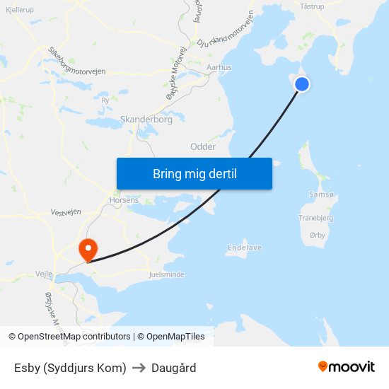 Esby (Syddjurs Kom) to Daugård map