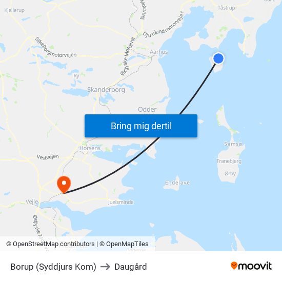 Borup (Syddjurs Kom) to Daugård map