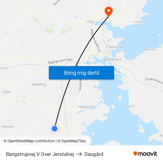 Rangstrupvej V Over Jerstalvej to Daugård map