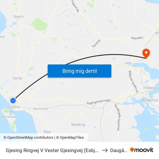 Gjesing Ringvej V Vester Gjesingvej (Esbjerg) to Daugård map