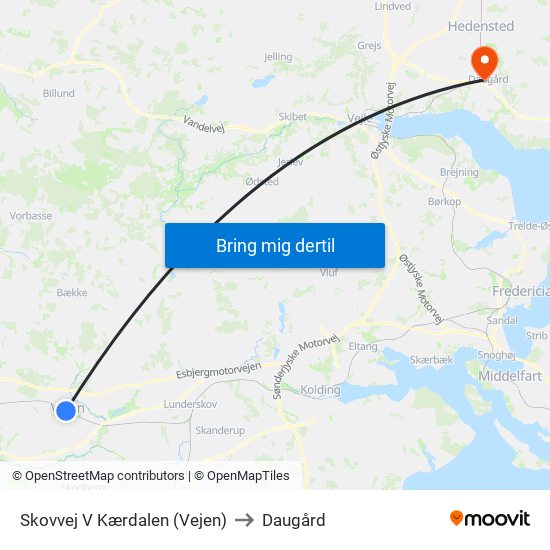 Skovvej V Kærdalen (Vejen) to Daugård map