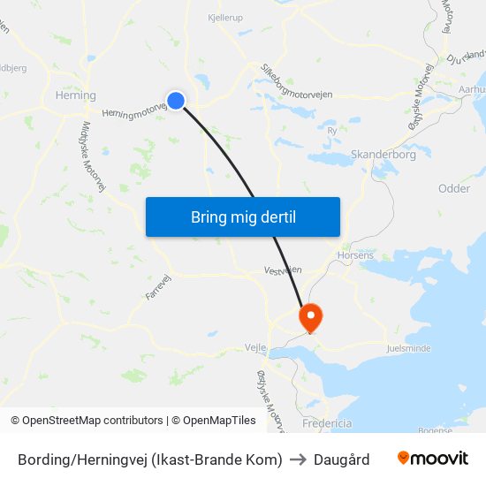 Bording/Herningvej (Ikast-Brande Kom) to Daugård map