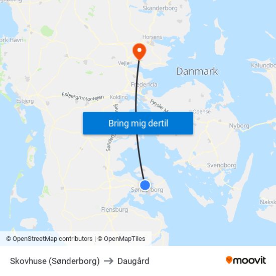 Skovhuse (Sønderborg) to Daugård map