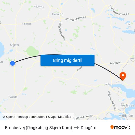 Brosbølvej (Ringkøbing-Skjern Kom) to Daugård map