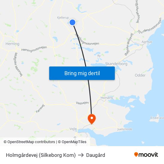 Holmgårdevej (Silkeborg Kom) to Daugård map