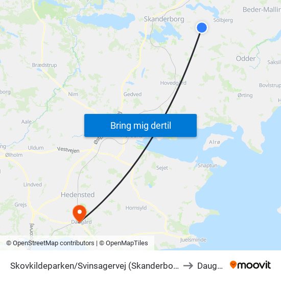 Skovkildeparken/Svinsagervej (Skanderborg Kom) to Daugård map