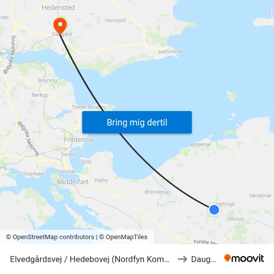 Elvedgårdsvej / Hedebovej (Nordfyn Kommune) to Daugård map