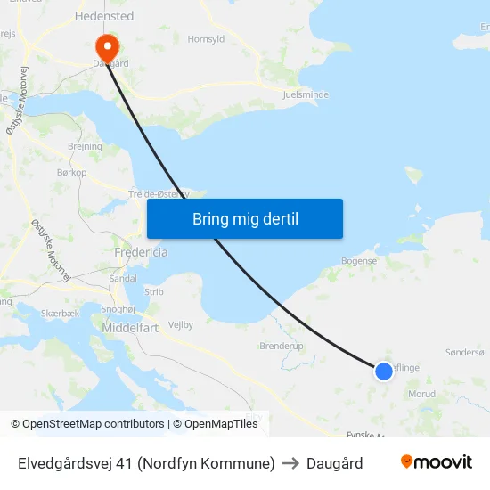 Elvedgårdsvej 41 (Nordfyn Kommune) to Daugård map
