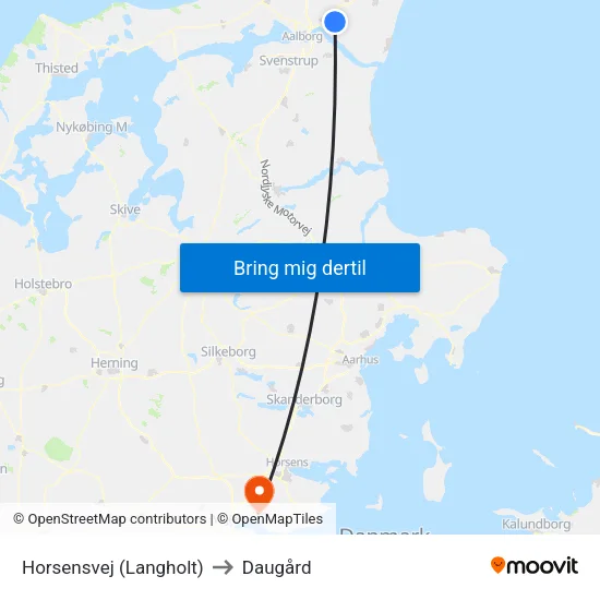 Horsensvej (Langholt) to Daugård map