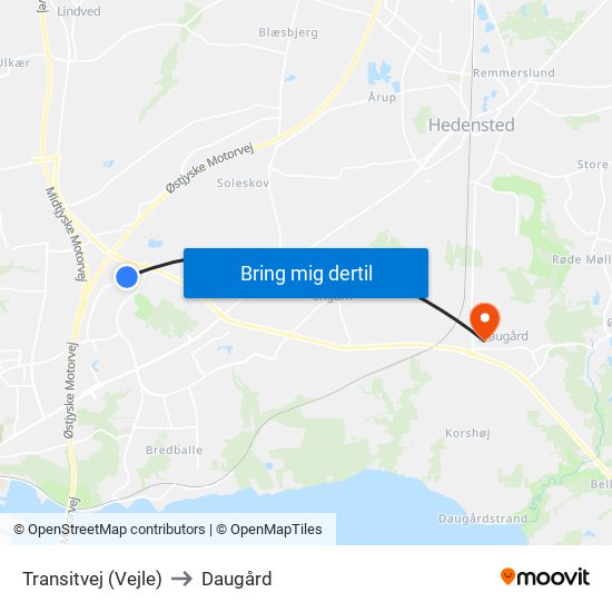 Transitvej (Vejle) to Daugård map