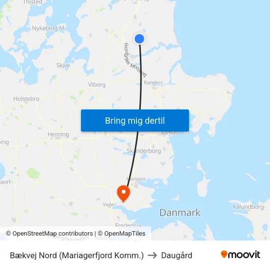 Bækvej Nord (Mariagerfjord Komm.) to Daugård map
