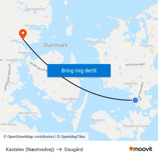 Kastelev (Næstvedvej) to Daugård map