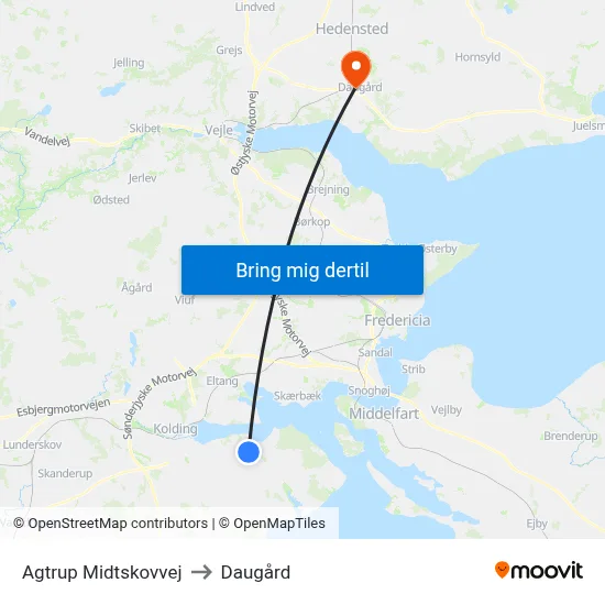 Agtrup Midtskovvej to Daugård map