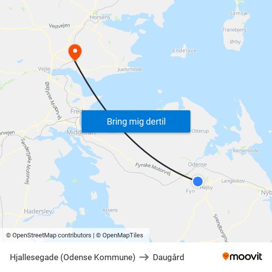 Hjallesegade (Odense Kommune) to Daugård map