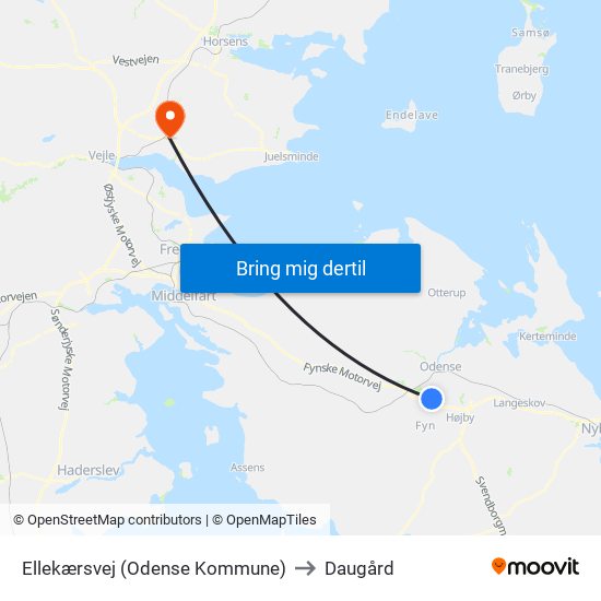 Ellekærsvej (Odense Kommune) to Daugård map