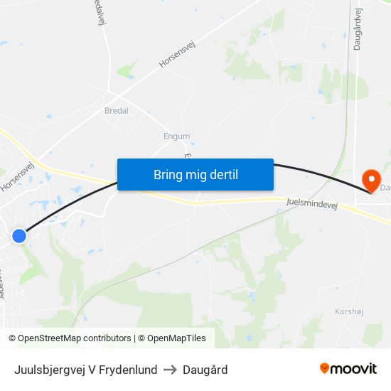 Juulsbjergvej V Frydenlund to Daugård map
