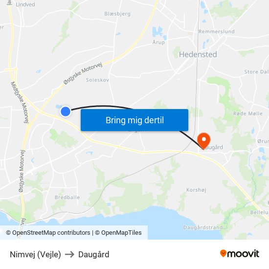 Nimvej (Vejle) to Daugård map