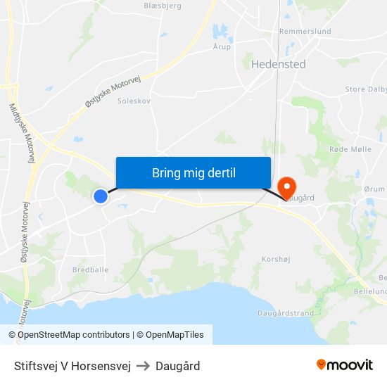 Stiftsvej V Horsensvej to Daugård map