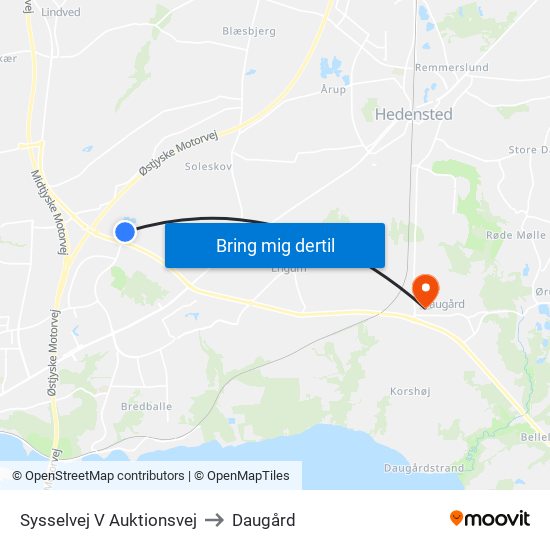 Sysselvej V Auktionsvej to Daugård map