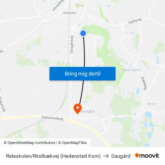 Rideskolen/Rindbækvej (Hedensted Kom) to Daugård map