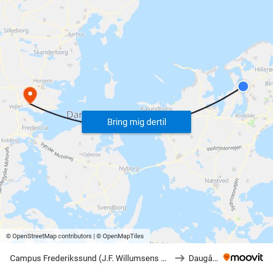 Campus Frederikssund (J.F. Willumsens Vej) to Daugård map