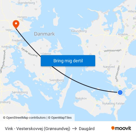 Vink - Vesterskovvej (Grønsundvej) to Daugård map