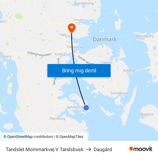 Tandslet Mommarkvej V Tandsbusk to Daugård map