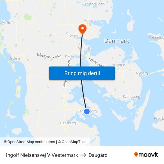 Ingolf Nielsensvej V Vestermark to Daugård map