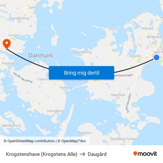 Krogstenshave (Krogstens Alle) to Daugård map