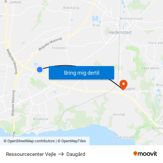 Ressourcecenter Vejle to Daugård map