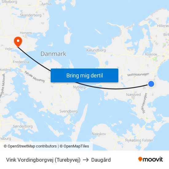 Vink Vordingborgvej (Turebyvej) to Daugård map