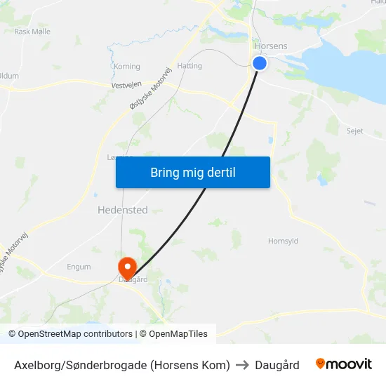 Axelborg/Sønderbrogade (Horsens Kom) to Daugård map